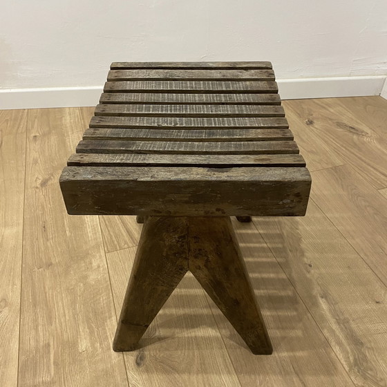 Image 1 of Chandigarh Slatted Wood Stool