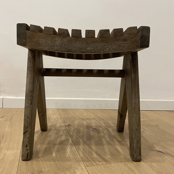 Image 1 of Chandigarh Slatted Wood Stool