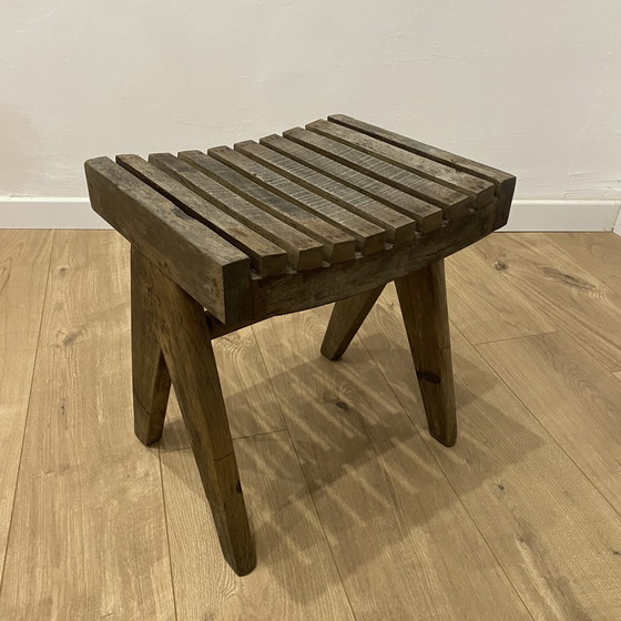 Image 1 of Chandigarh Slatted Wood Stool