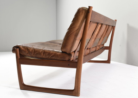 Image 1 of Peter Hvidt & Orla Mølgaard FD130 sofa in Cognac Leather – Denmark, circa 1960