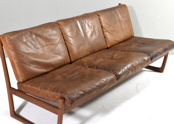 Image 1 of Peter Hvidt & Orla Mølgaard FD130 sofa in Cognac Leather – Denmark, circa 1960