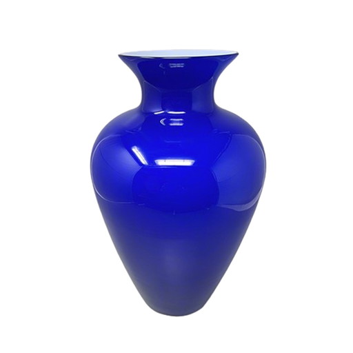 Vase bleu magnifique des années 1970 par Ind. Vetraria Valdarnese. Fabriqué en Italie