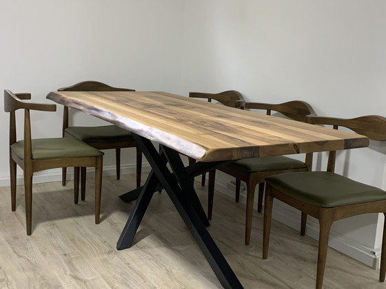 Image 1 of Solid wood solid dining table dining room table conference table walnut 200x90