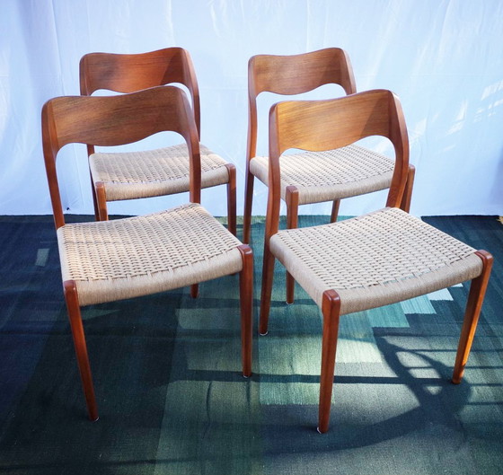 Image 1 of 4 X Danish teak chairs by Niels Otto Møller model 71