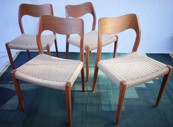 Image 1 of 4 X Danish teak chairs by Niels Otto Møller model 71