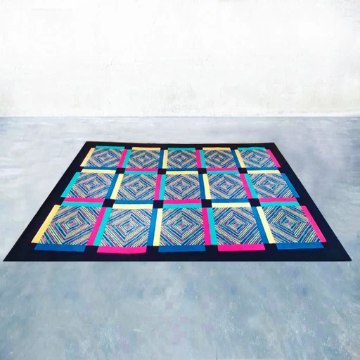 1990s Gorgeous Woolen Rug by Ottavio Missoni. Made in Italy