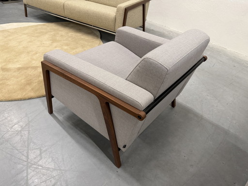 Harvink Splinter Armchair Gray Fabric American Walnut Frame