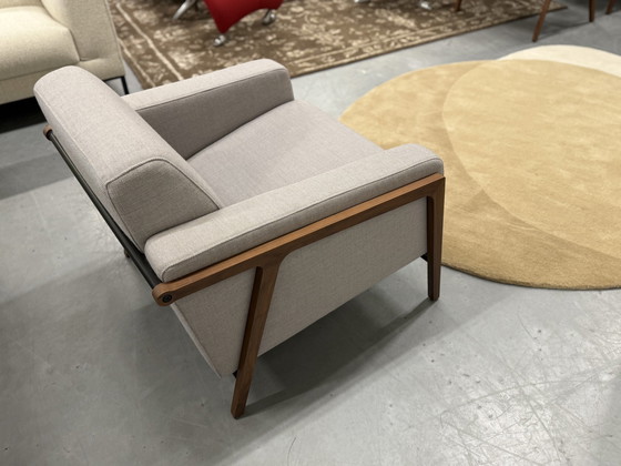 Image 1 of Harvink Splinter Armchair Gray Fabric American Walnut Frame