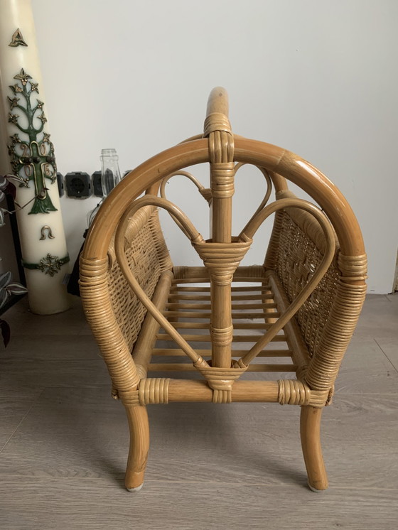 Image 1 of Retro Reading Rack / Magazine Rack Rattan