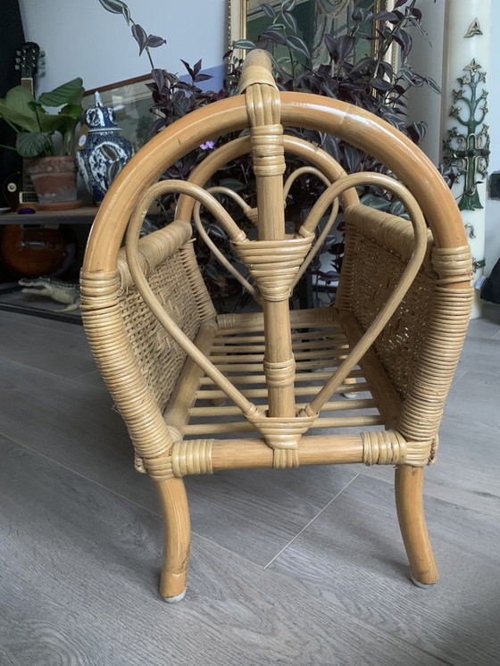 Image 1 of Retro Reading Rack / Magazine Rack Rattan