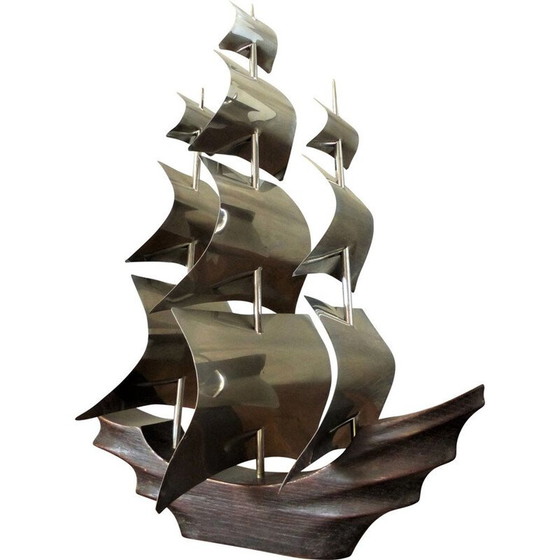 Image 1 of Scultura decorativa vintage in stile art déco a forma di barca, 1930