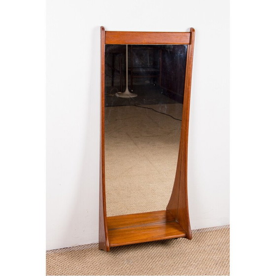 Image 1 of Vintage teak and glass wall mirror by Pedersen and Hansen, Denmark 1960