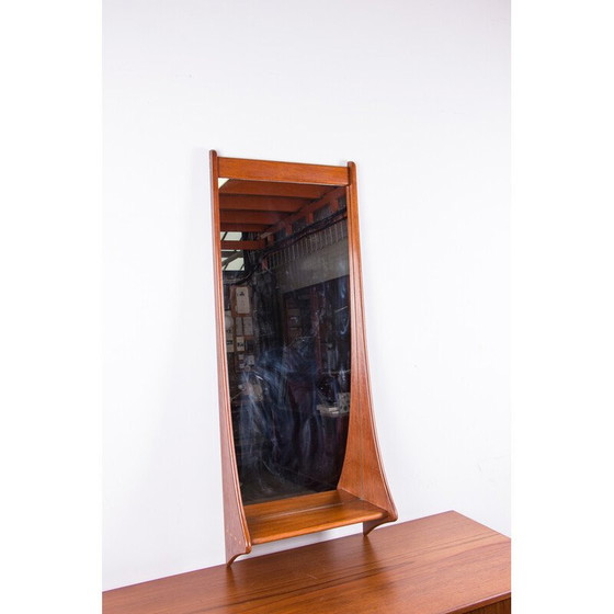 Image 1 of Vintage teak and glass wall mirror by Pedersen and Hansen, Denmark 1960