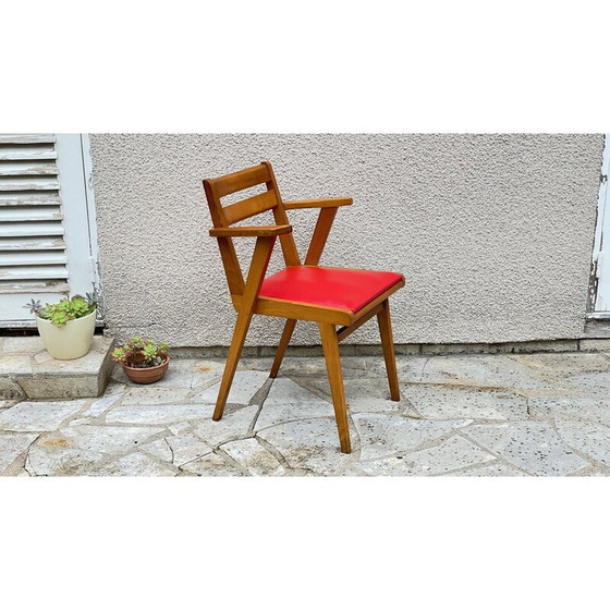 Image 1 of Vintage office armchair with compass legs, 1950