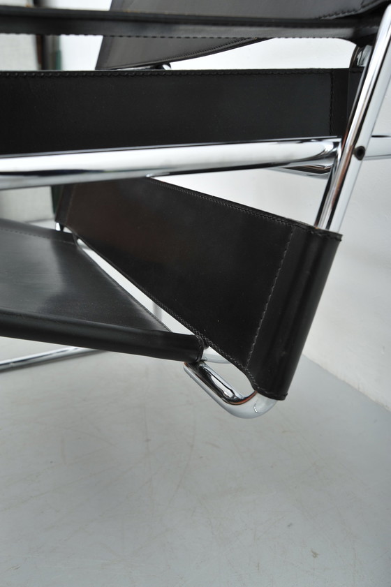 Image 1 of Wassily Armchair B3 Tubular Steel And Leather By Marcel Breuer Bauhaus Design 1925