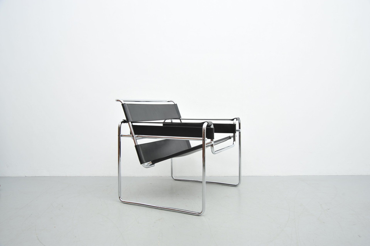 Wassily Armchair B3 Tubular Steel And Leather By Marcel Breuer