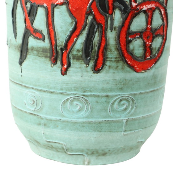 Image 1 of Rare Scheurich Vase Xl Horse Chariot