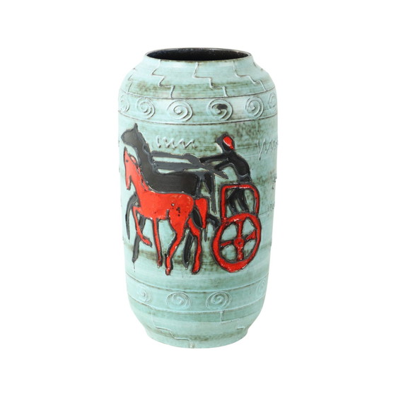 Image 1 of Rare Scheurich Vase Xl Horse Chariot