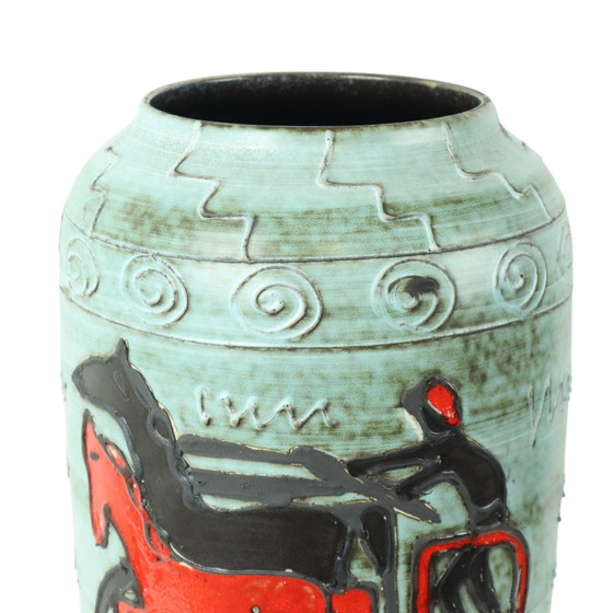 Image 1 of Rare Scheurich Vase Xl Horse Chariot