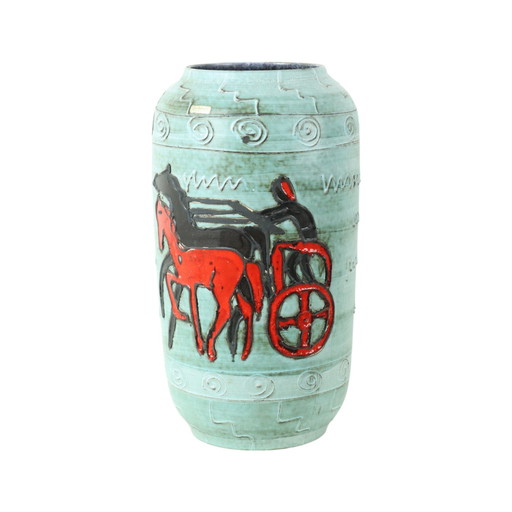 Rare Scheurich Vase Xl Horse Chariot