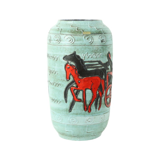 Image 1 of Rare Scheurich Vase Xl Horse Chariot