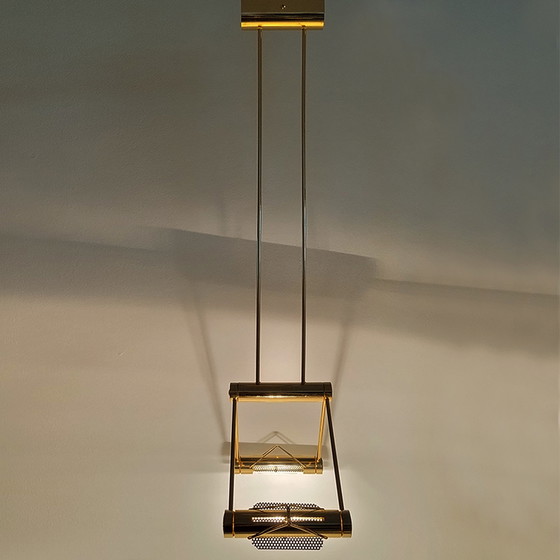 Image 1 of Magnifique lampe suspendue en laiton des années 1970 par Cattaneo. Fabriquée en Italie