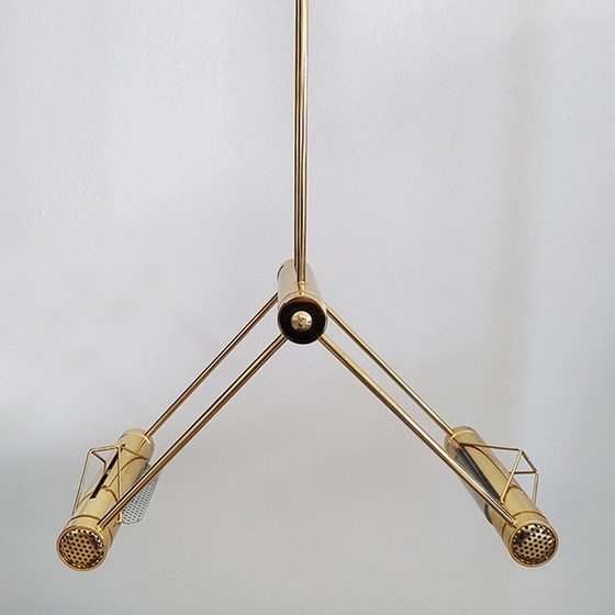 Image 1 of Magnifique lampe suspendue en laiton des années 1970 par Cattaneo. Fabriquée en Italie