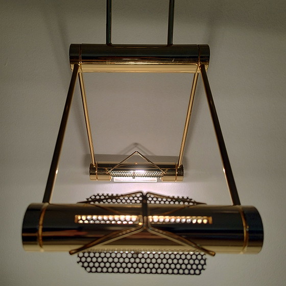 Image 1 of 1970s Gorgeous Pendant Lamp in Brass by Cattaneo. Made in Italy