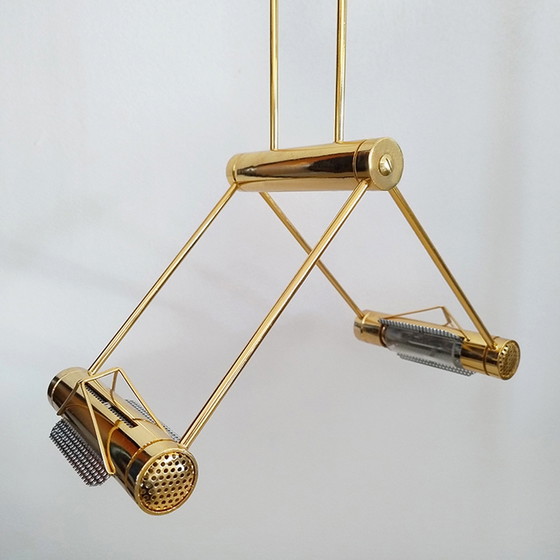 Image 1 of 1970s Gorgeous Pendant Lamp in Brass by Cattaneo. Made in Italy