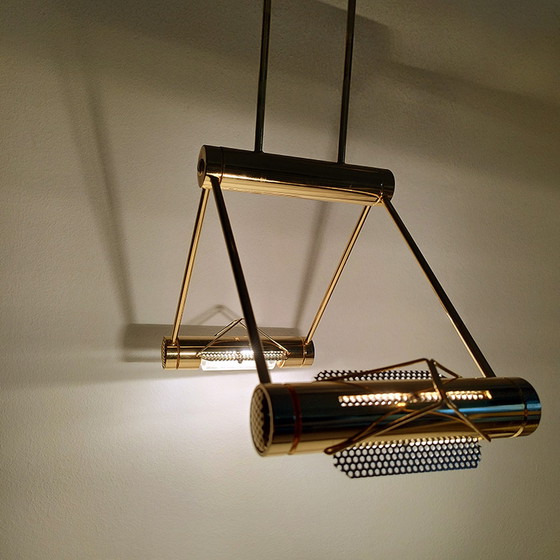 Image 1 of 1970s Gorgeous Pendant Lamp in Brass by Cattaneo. Made in Italy