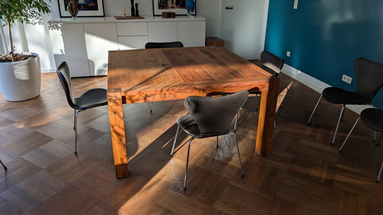 Image 1 of Solid walnut dining table extendable- Scholtissek 140 X 140 Cm (Max 230 Cm)