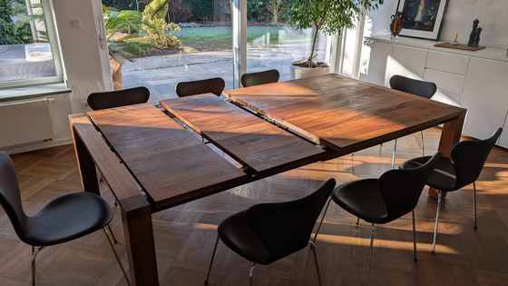 Image 1 of Solid walnut dining table extendable- Scholtissek 140 X 140 Cm (Max 230 Cm)