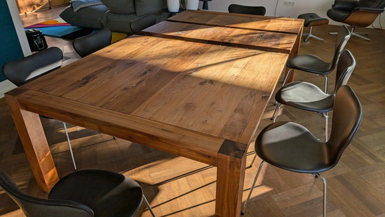 Image 1 of Solid walnut dining table extendable- Scholtissek 140 X 140 Cm (Max 230 Cm)