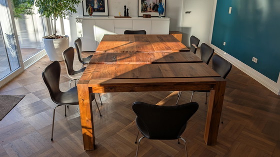 Image 1 of Solid walnut dining table extendable- Scholtissek 140 X 140 Cm (Max 230 Cm)