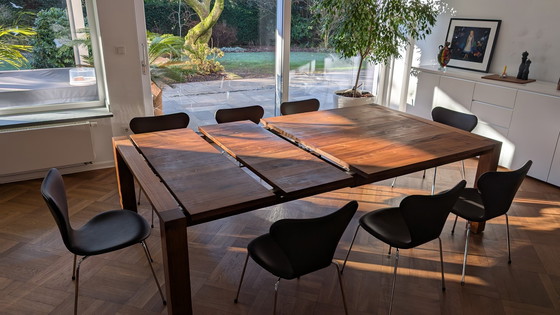 Image 1 of Solid walnut dining table extendable- Scholtissek 140 X 140 Cm (Max 230 Cm)