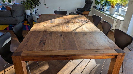 Image 1 of Solid walnut dining table extendable- Scholtissek 140 X 140 Cm (Max 230 Cm)