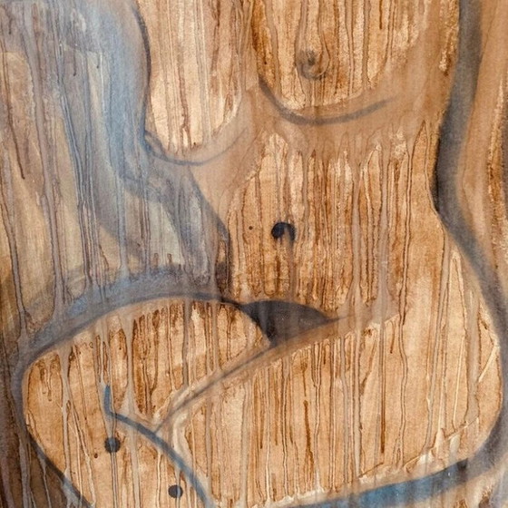 Image 1 of Dipinto d'epoca su cartone raffigurante parte del corpo di una donna nuda