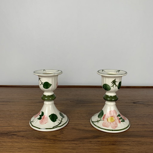  Candlestick Duo By Villeroy & Boch “Wild Rose” Service, 1970