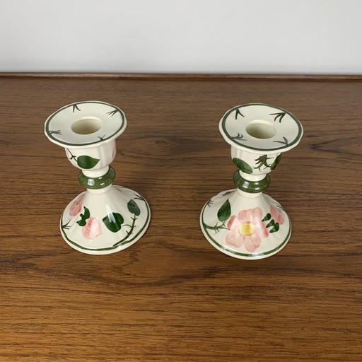  Candlestick Duo By Villeroy & Boch “Wild Rose” Service, 1970