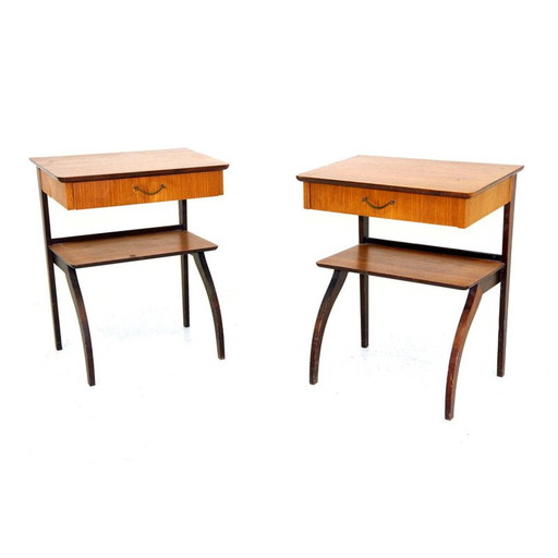 Par de mesitas de noche vintage de teca, Suecia, 1960