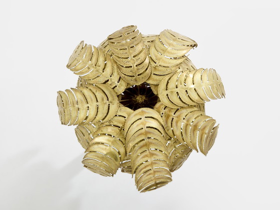 Image 1 of Christian Techoueyres per Maison Jansen Lampada a forma di palma in ottone, anni '70