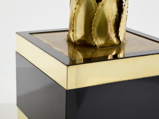 Image 1 of Christian Techoueyres per Maison Jansen Lampada a forma di palma in ottone, anni '70