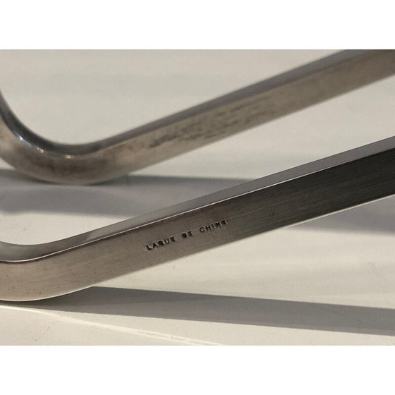 Image 1 of Vintage bottle holder in silver metal and Chinese lacquer by Jacques Adnet and Christofle, France 1950
