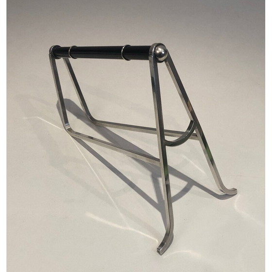 Image 1 of Vintage bottle holder in silver metal and Chinese lacquer by Jacques Adnet and Christofle, France 1950