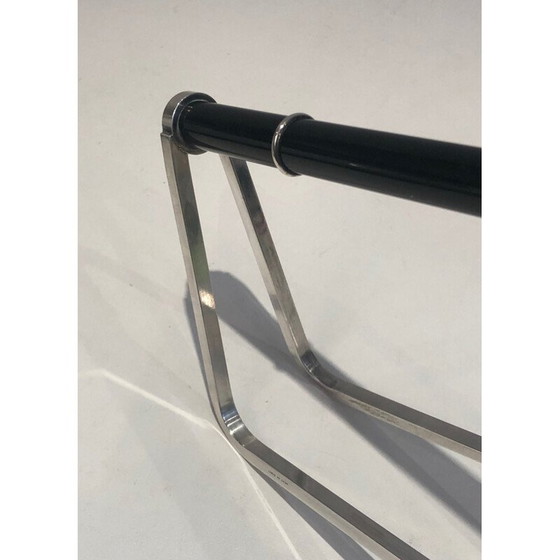 Image 1 of Vintage bottle holder in silver metal and Chinese lacquer by Jacques Adnet and Christofle, France 1950