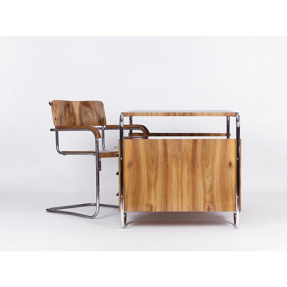 Image 1 of Vintage desk with tubular steel chair by Gottwald and Slezak, 1930s