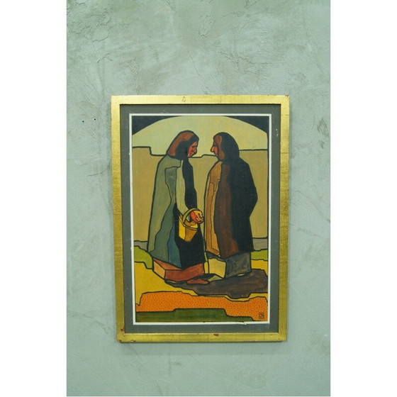 Image 1 of Scandinavian modernist gouache painting by Waldemar Marberg, 1953