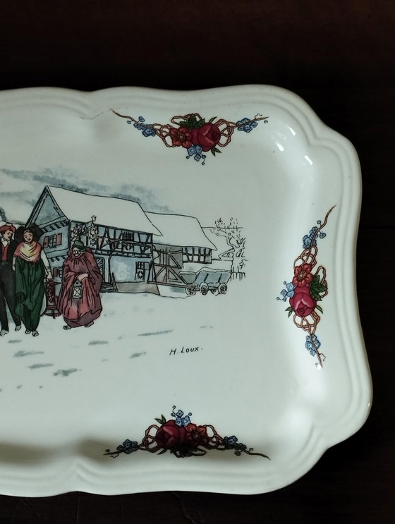 Image 1 of Décor Obernai Earthenware Cake Dish - Faïenceries Sarreguemines