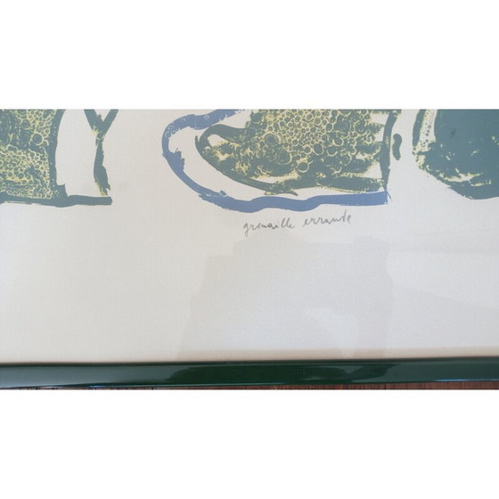 Image 1 of Vintage lithograph depicting a wandering frog by Pierre Alechinsky, 1979