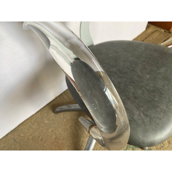 Image 1 of Poltrona girevole da parrucchiere vintage in plexiglass e skai grigio, 1970